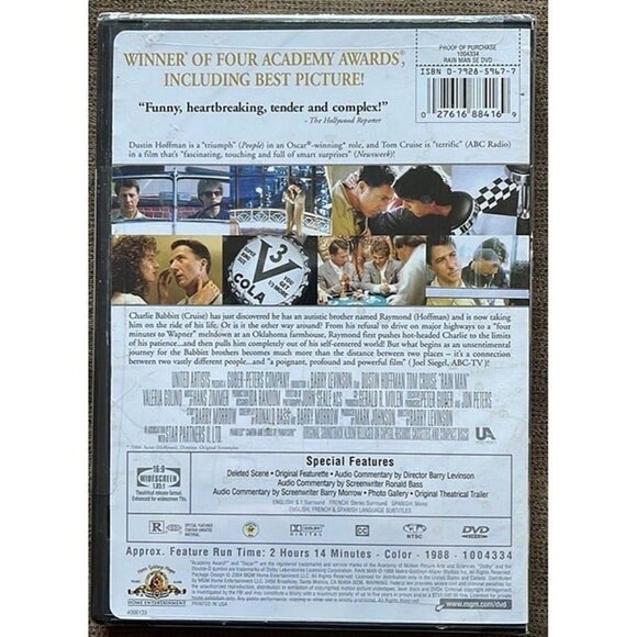 Rain Man - DVD - Special Edition - Tom Cruise, Dustin Hoffman - New - Picture 2 of 3